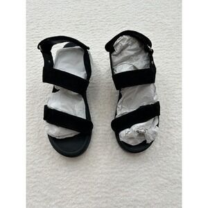 Roxy Himari Black Leather Platform Sandals Womens 9 ARJL200807 Sporty Strappy